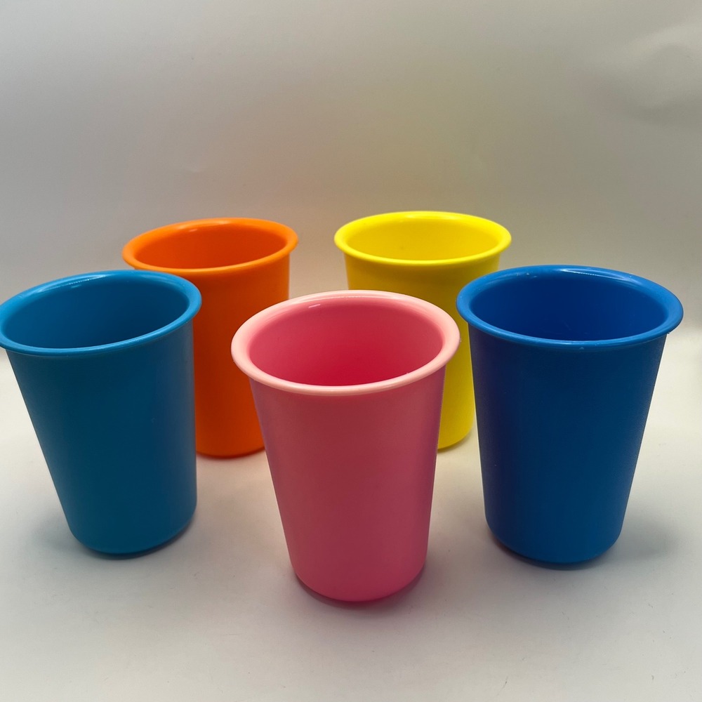 Playskool Baby 7 oz Plastic Tumbler Lot of 5 vtg 1994 retro kitsch pink blue